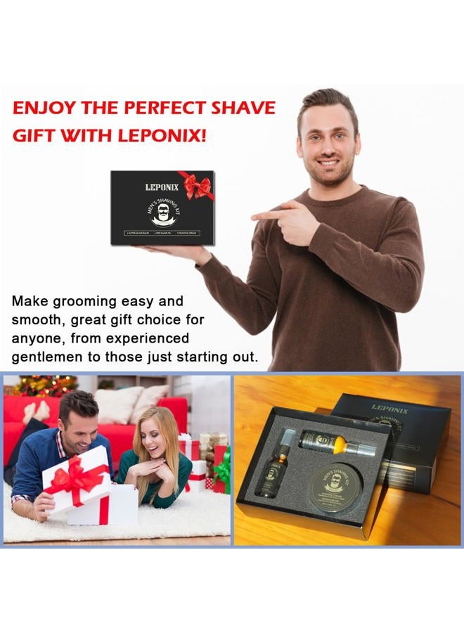 LEPONIX Shaving Kit for Men, Essential Kit Includes Sandalwood Shaving Cream, After Shave Lotion for Men and Pre Shave Oil Fights Nicks, Cuts and Razor Burn Shaving Gift Set for Him Men Dad Stocking Stuffers - Image 4