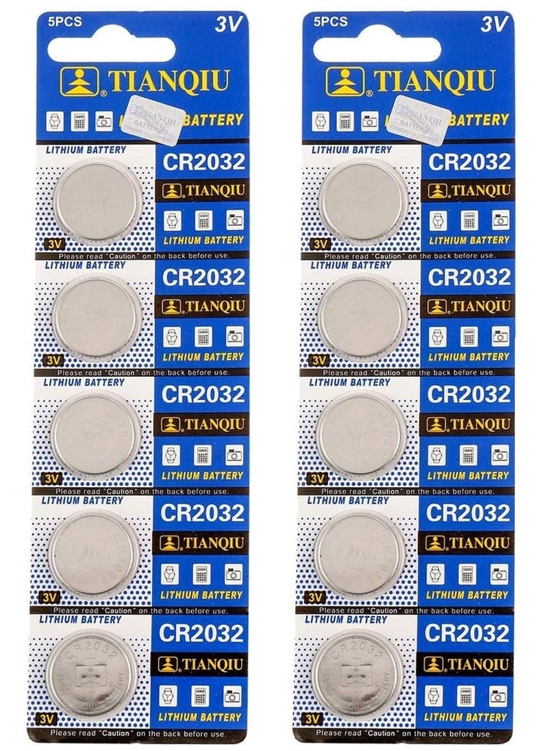 TIANQIU 10 Pieces CR2032 Lithium Coin Cell Battery 3V  - Image 1