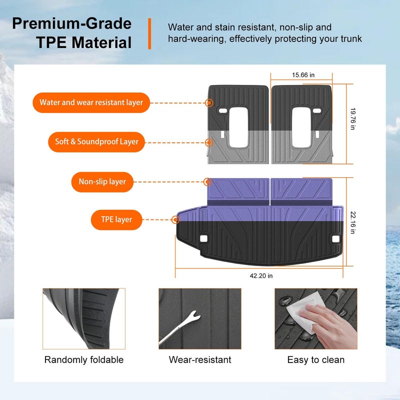 powoq Cargo Mat Compatible with 2016-2026 Dodge Durango 6&7 Seats Trunk Mat 3rd Backrest Mat Replacement for 2016-2026 Dodge Durango Accessories(Trunk Mat+3rd Row Backrest Mat) - Image 5