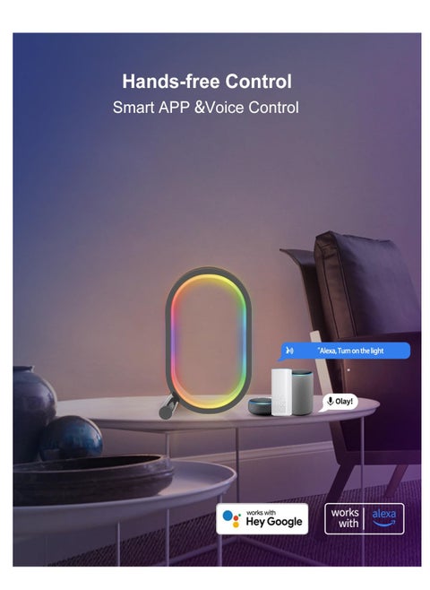 Wireless Bluetooth Table LED Light, Color Changing LED Table Lamp - Sync Music, Control Settings via App, Immerse Yourself in Vibrant RGB Game Lighting - for TV Backlighting and Bedroom Ambiance!