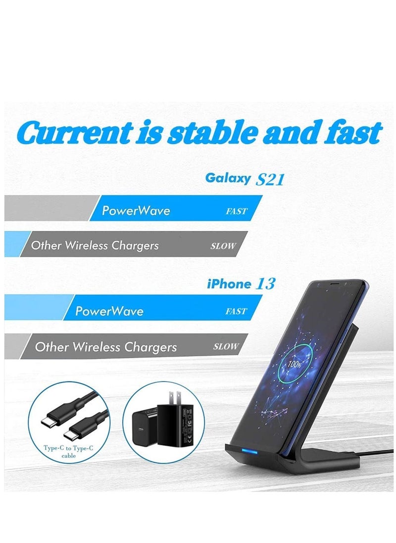 Excefore Fast Wireless Charger 10W Max PowerWave Stand Upgraded Qi-Certified Fast Charging for iPhone SE, 11, 11 Pro, 11 Pro Max, XR, Xs Max, XS, X, 8, 8 Plus, Galaxy S20 S10 S9, Note 10 Note 9 (No AC Adapter)  - Image 5