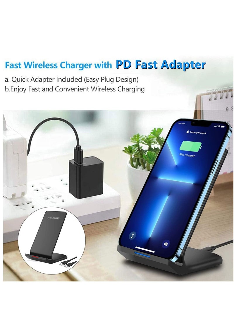 Excefore Fast Wireless Charger 10W Max PowerWave Stand Upgraded Qi-Certified Fast Charging for iPhone SE, 11, 11 Pro, 11 Pro Max, XR, Xs Max, XS, X, 8, 8 Plus, Galaxy S20 S10 S9, Note 10 Note 9 (No AC Adapter)  - Image 2