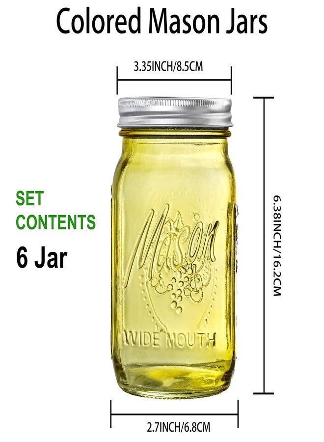 WELLIFE 32 Oz Mason Jars-6PCS Colored Mason Jars with Lids.Safe for Storage,Quart Mason Jars Wide Mouth.Pickling, Preserving, Fermenting, DIY Crafts & Decor - Image 2
