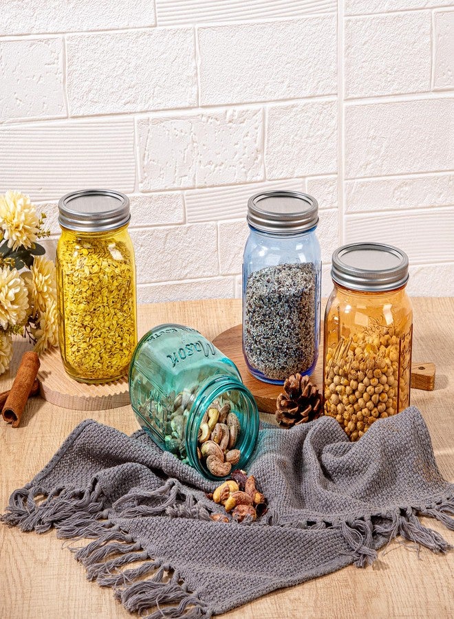 WELLIFE 32 Oz Mason Jars-6PCS Colored Mason Jars with Lids.Safe for Storage,Quart Mason Jars Wide Mouth.Pickling, Preserving, Fermenting, DIY Crafts & Decor - Image 4