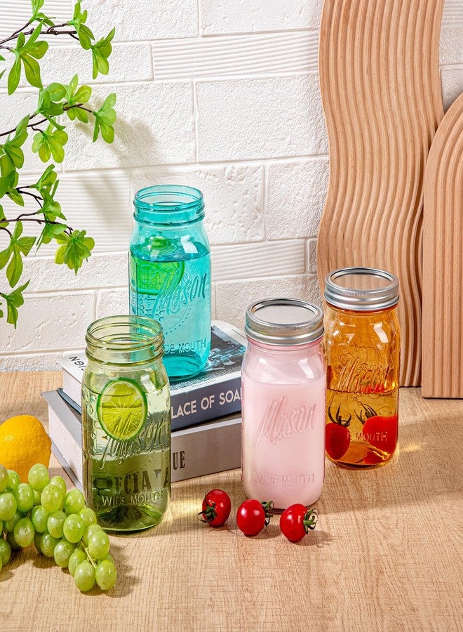 WELLIFE 32 Oz Mason Jars-6PCS Colored Mason Jars with Lids.Safe for Storage,Quart Mason Jars Wide Mouth.Pickling, Preserving, Fermenting, DIY Crafts & Decor - Image 3