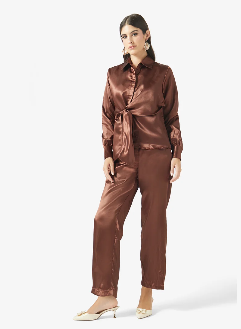 Fyor Tie-Front Satin Co-Ord Set