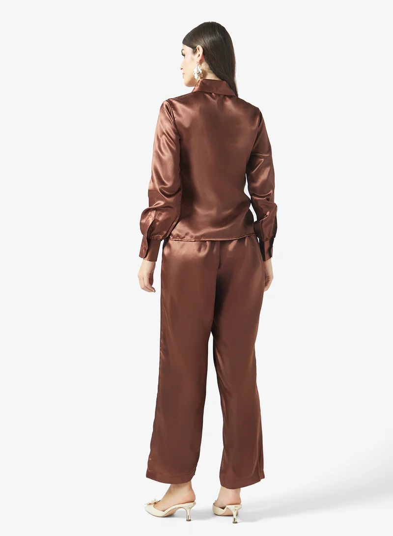 Fyor Tie-Front Satin Co-Ord Set