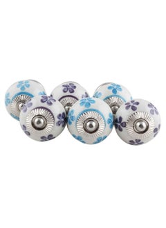 Indian-Shelf IndianShelf Pack of 20 Turquoise and Purple Drawer Knob Ceramic Dresser Knob Round Door Handles Floral Drawer Pull Door Pull Dresser Door Knobs Pull Knobs Drawer Pulls 
