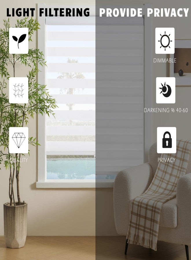 JIANGPIN TEXTILE ستائر زيبرا لاسلكية من جيانغبين تيكستايل، ستائر نوافذ زيبرا، ستائر رول شفافة، ستائر لتصفية الضوء والخصوصية للمنزل والمطبخ والحمام (عرض 20 بوصة × ارتفاع 72 بوصة، أبيض) - Image 3