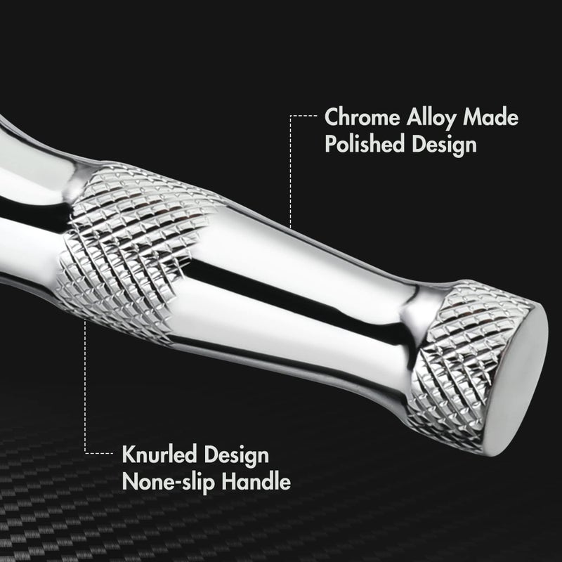 DURATECH Stubby Ratchet Set, 1/4-Inch and 3/8-Inch Ratchets with 2 Extension Bars, 4-piece, 72-T Reversible Quick-Release Head, Chrome Plated Finish and Full Polish - Image 5