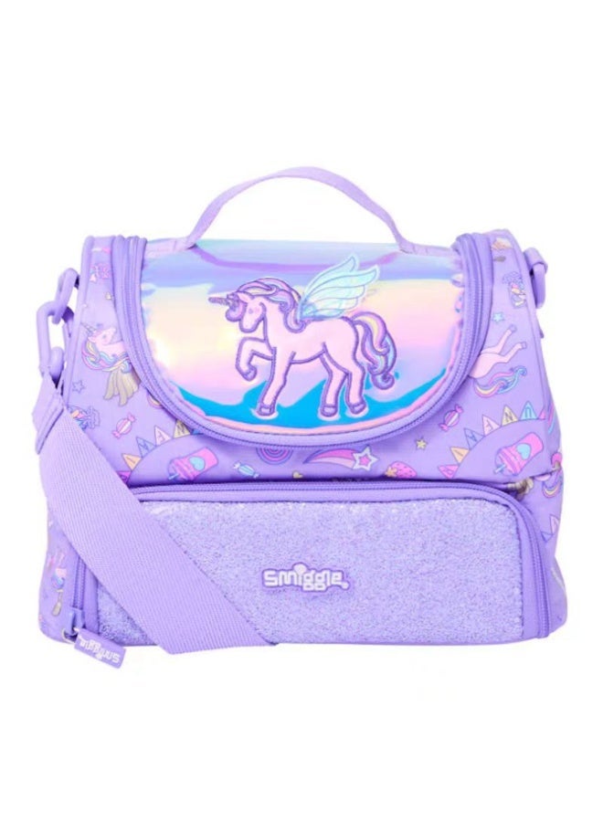 Cartoon Print Double-Layer Insulated Lunch Bag for Students, Large Capacity Bento Bag for School, Picnics, and More