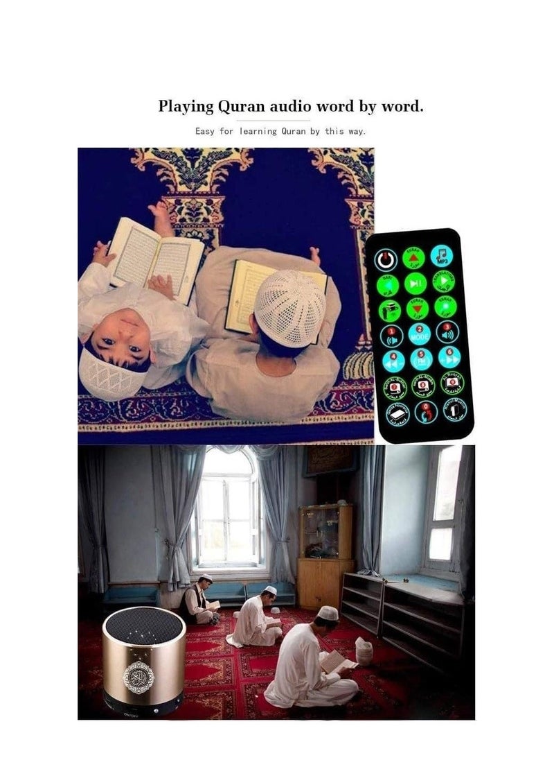 ELTRAZONE - Remote Control Speaker Portable Quran Speaker MP3 Player 8GB TF FM Quran Koran Translator USB Rechargeable Speaker, Secure Digital, Micro SD (ELT-SP01) - Image 1