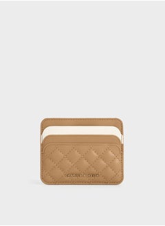 Charles & Keith حامل بطاقات مبطن متعدد الفتحات - رملي  - Image 1