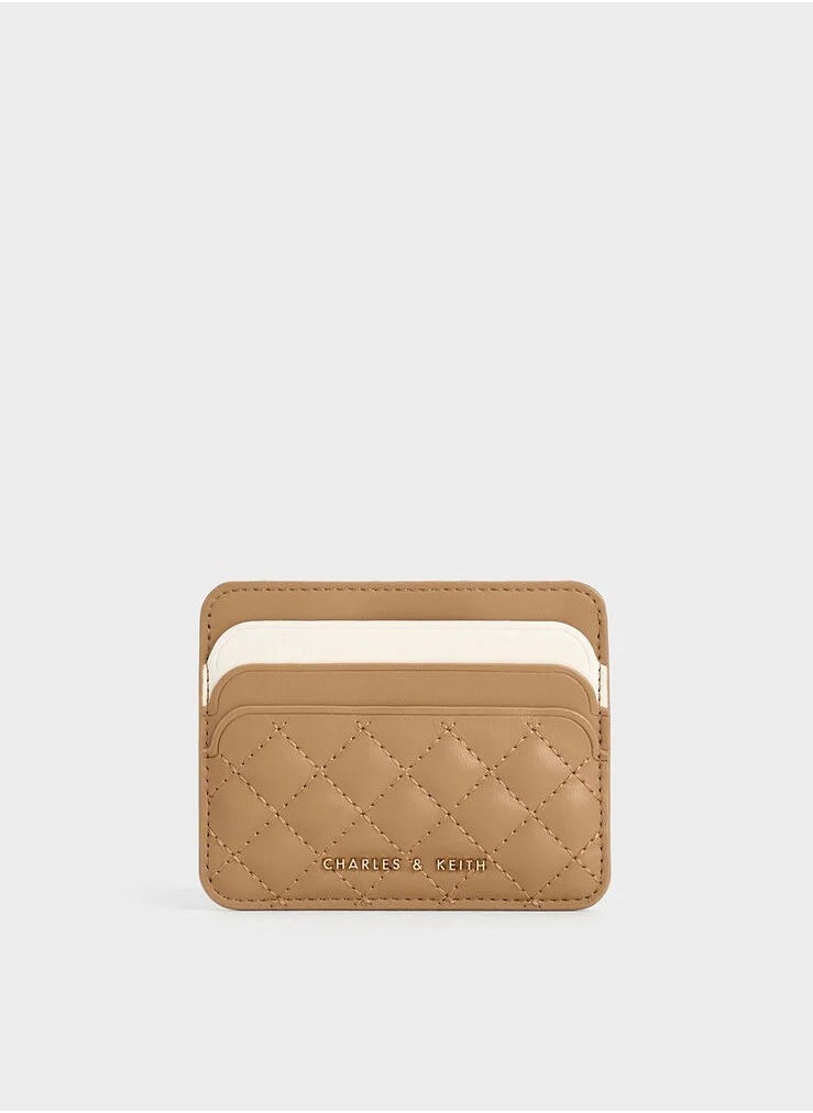 Charles & Keith Quilted Multi-Slot Card Holder - Sand  - Image 1