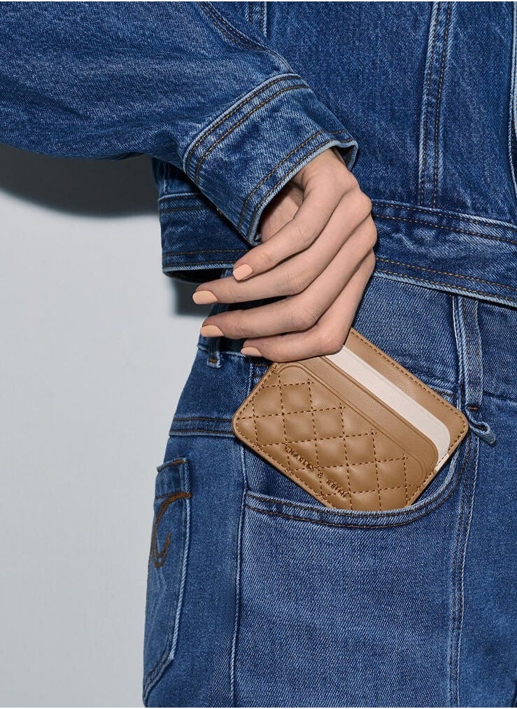 Charles & Keith Quilted Multi-Slot Card Holder - Sand  - Image 2