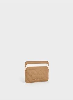 Charles & Keith حامل بطاقات مبطن متعدد الفتحات - رملي  - Image 3
