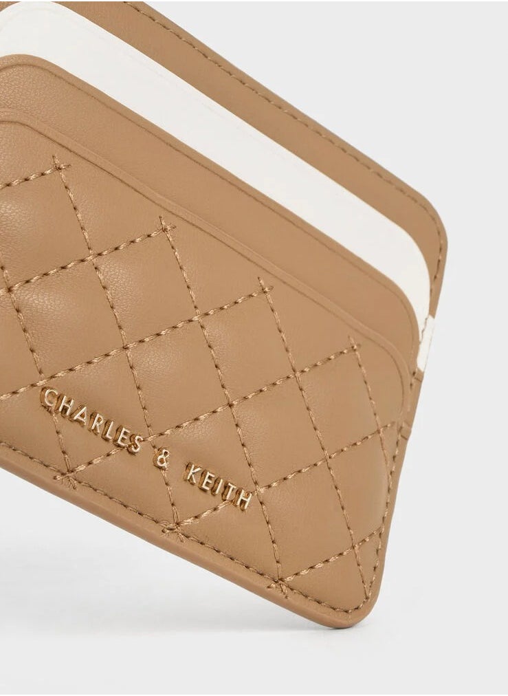 Charles & Keith Quilted Multi-Slot Card Holder - Sand  - Image 4
