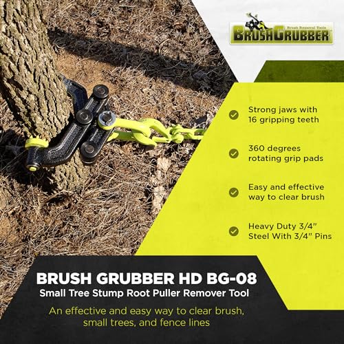 Brush Grubber Heavy Duty Steel 360 Degree Tree Stump Remover Tractor and ATV Attachment for Brush Trees and Small Trees, Green - Image 3