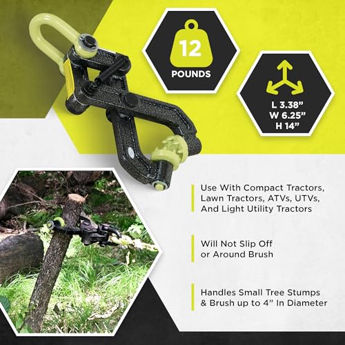 Brush Grubber Heavy Duty Steel 360 Degree Tree Stump Remover Tractor and ATV Attachment for Brush Trees and Small Trees, Green - Image 2