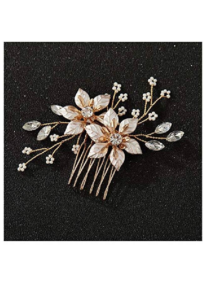 SWEETV - Gold Bridal Hair Combhandmade Wedding Hair Clip Wedding Hair Accessories For Women - Image 1