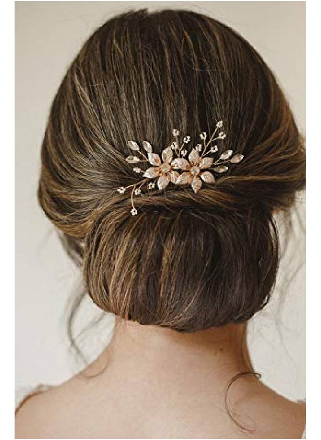SWEETV - Gold Bridal Hair Combhandmade Wedding Hair Clip Wedding Hair Accessories For Women - Image 1