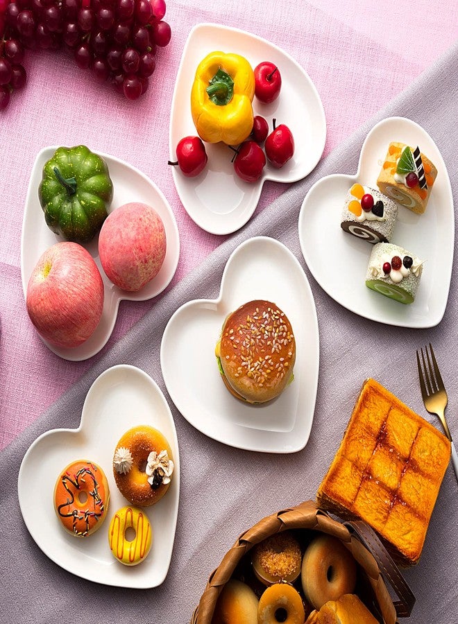 Suclain 12 Pcs Heart Shaped Plates Ceramic Plates 7.4 Inch Heart Dish Porcelain Cute Dishe for Dessert Appetizer Steak Snacks Daily Home Kitchen Party Gift(White) - Image 4