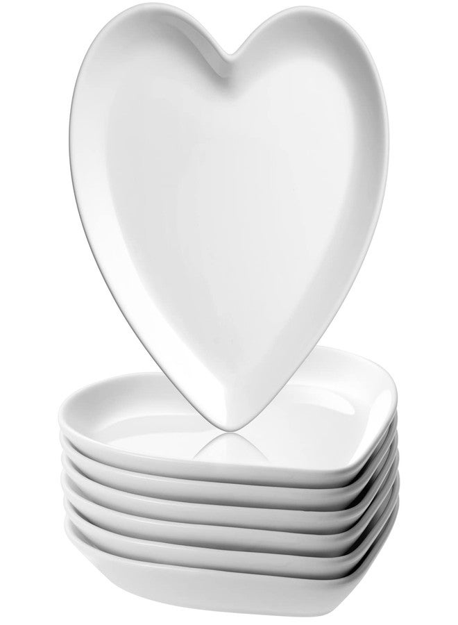 Suclain 12 Pcs Heart Shaped Plates Ceramic Plates 7.4 Inch Heart Dish Porcelain Cute Dishe for Dessert Appetizer Steak Snacks Daily Home Kitchen Party Gift(White) - Image 1