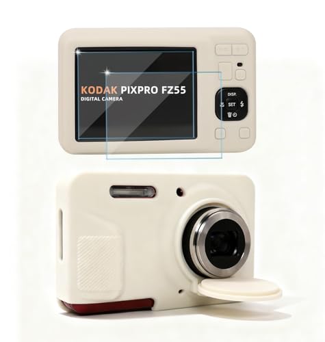 Frevyve Case for Kodak PIXPRO FZ55 Digital Camera Accessories, Soft Silicone Protective Case, Slim Fit Sleeve with Removable Lens Cover and Screen Protector, Lightweight, Anti-Scratch (Beige) - Image 1