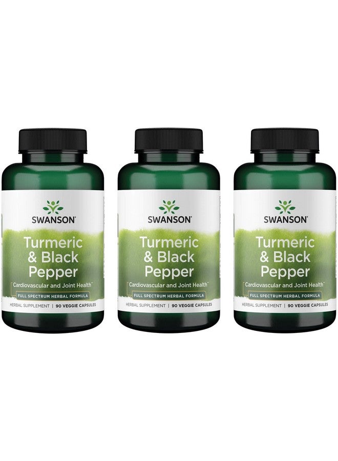 Swanson Premium- Turmeric & Black Pepper - Antioxidant, Digestion & Joint Support - 90 Veg Caps (3 Pack)