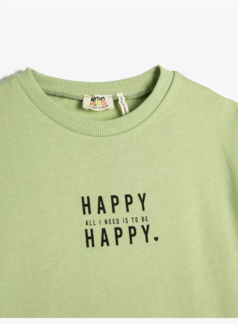 KOTON Printed Sweatshirt Slogan Themed Long Sleeve Crew Neck