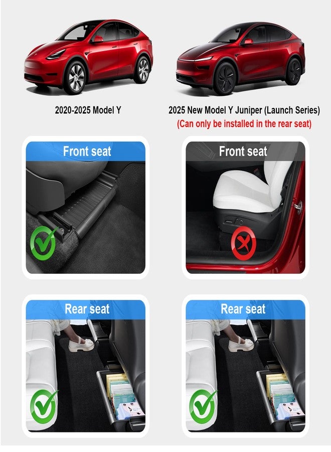 KUNIST 2PCS Under Seat Storage Box for Tesla Model Y 2024, TPE Storage Tray Box with Lid for Model Y 2020-2025 (2025-2026 New Model Y Juniper Can only be installed on rear of front seats (under) - Image 2