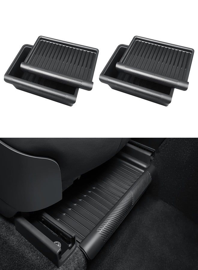 KUNIST 2PCS Under Seat Storage Box for Tesla Model Y 2024, TPE Storage Tray Box with Lid for Model Y 2020-2025 (2025-2026 New Model Y Juniper Can only be installed on rear of front seats (under) - Image 1