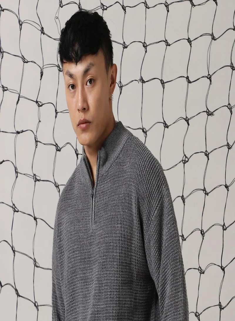 هوبرهولمي Men's Navy 100% Acrylic Solid Relaxed Fit Sweater