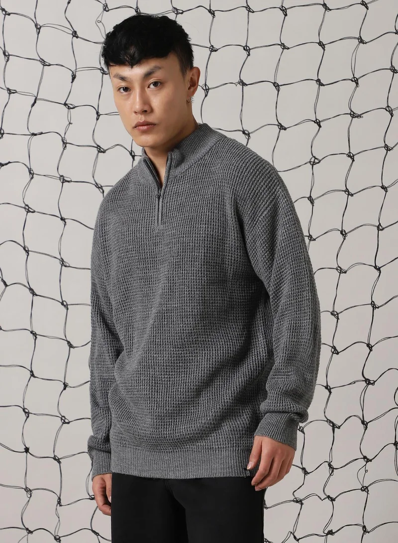 Hubberholme Men's Navy 100% Acrylic Solid Relaxed Fit Sweater