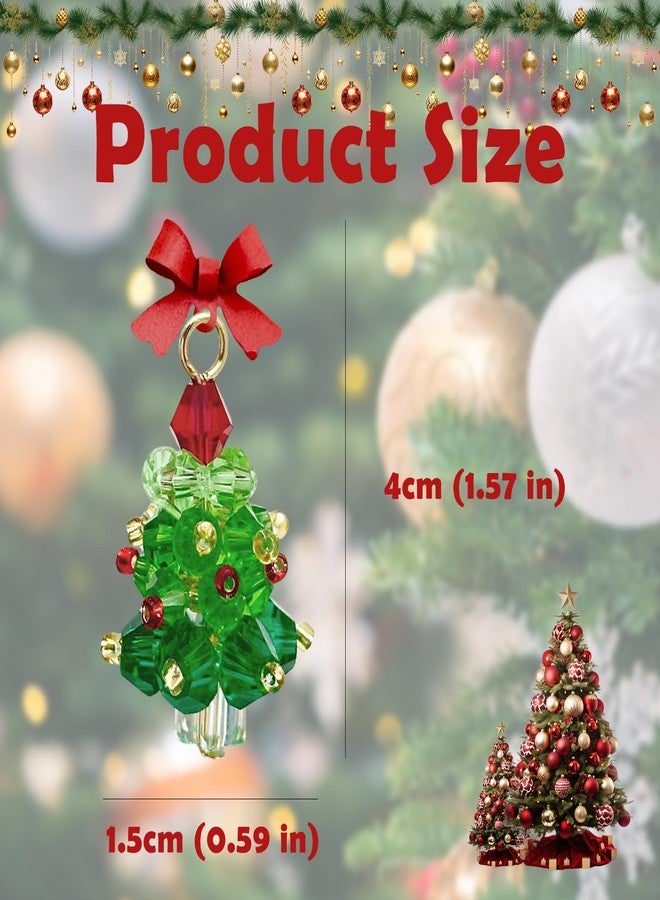 Nanafast Christmas Earrings for Women Handmade Beaded Green Christmas Tree Dangle Earrings Cute Bow Xmas Tree Earrings Jewelry for Festival New Year Party-Red Bow - Image 2