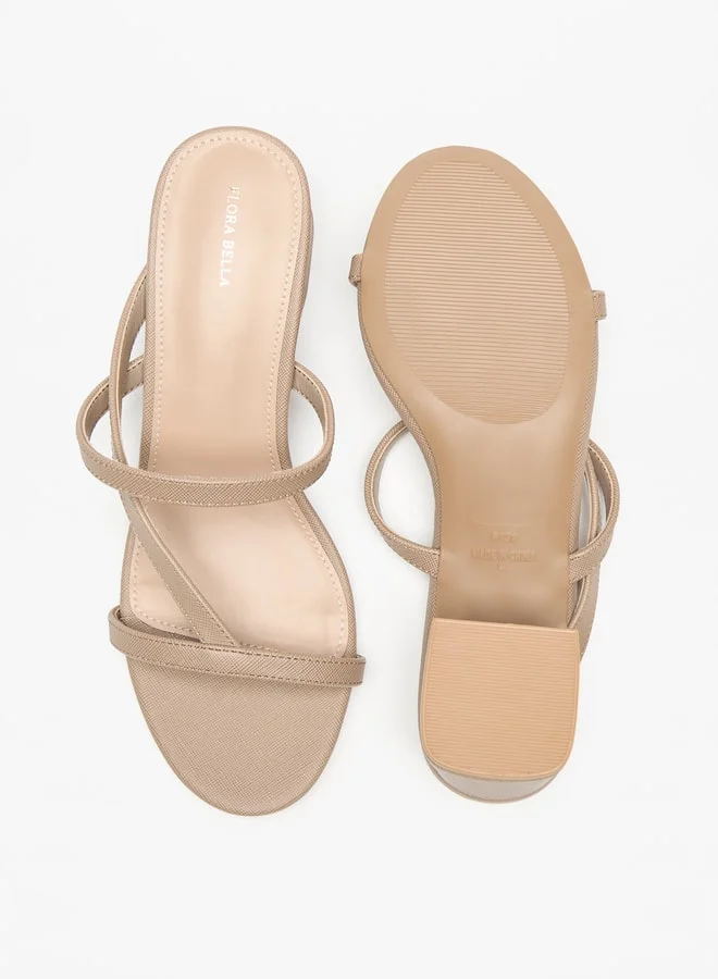 Flora Bella By Shoexpress Solid Slip-On Strap Sandals with Block Heels