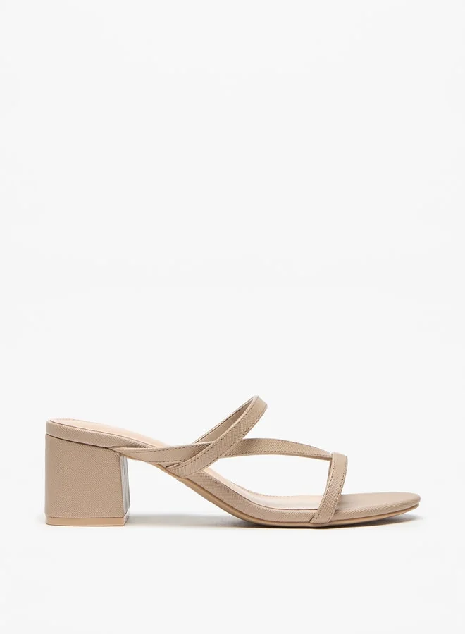 Flora Bella By Shoexpress Solid Slip-On Strap Sandals with Block Heels