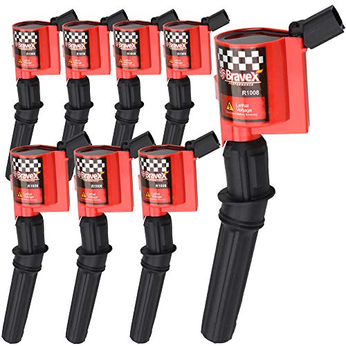 Megaflint High Performance Ignition Coil 8 Pack For Ford F-150 F-250 F-350 4.6L 5.4L V8 CROWN VICTORIA EXPEDITION MUSTANG LINCOLN MERCURY Upgrade Compatible with DG508 DG457 DG472 DG491 (RED) - Image 1