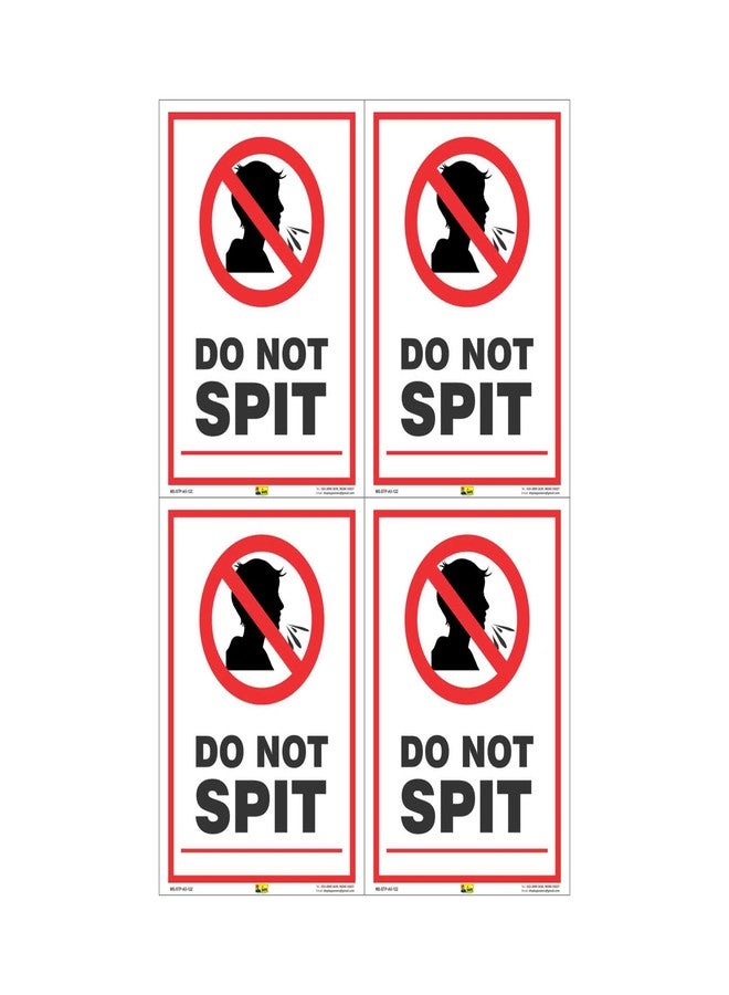 Mr. Safe Do Not Spit Signs Pack of 4 Self Adhesive Stickers (14.8cm X 21cm) - Image 1