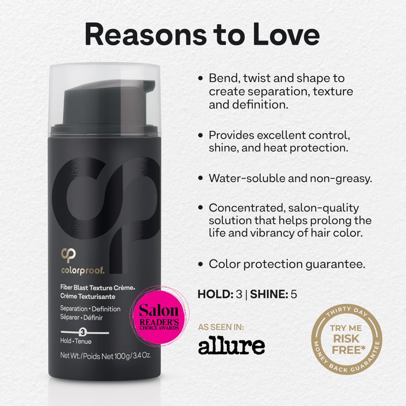 Colorproof Fiber Blast Texture CrÃ¨me 3.4 Fl. Oz. Hydrating, Non-Greasy Hair Texture Cream with Lychee & Melon Scent, Travel Size Styling Cream - Image 3