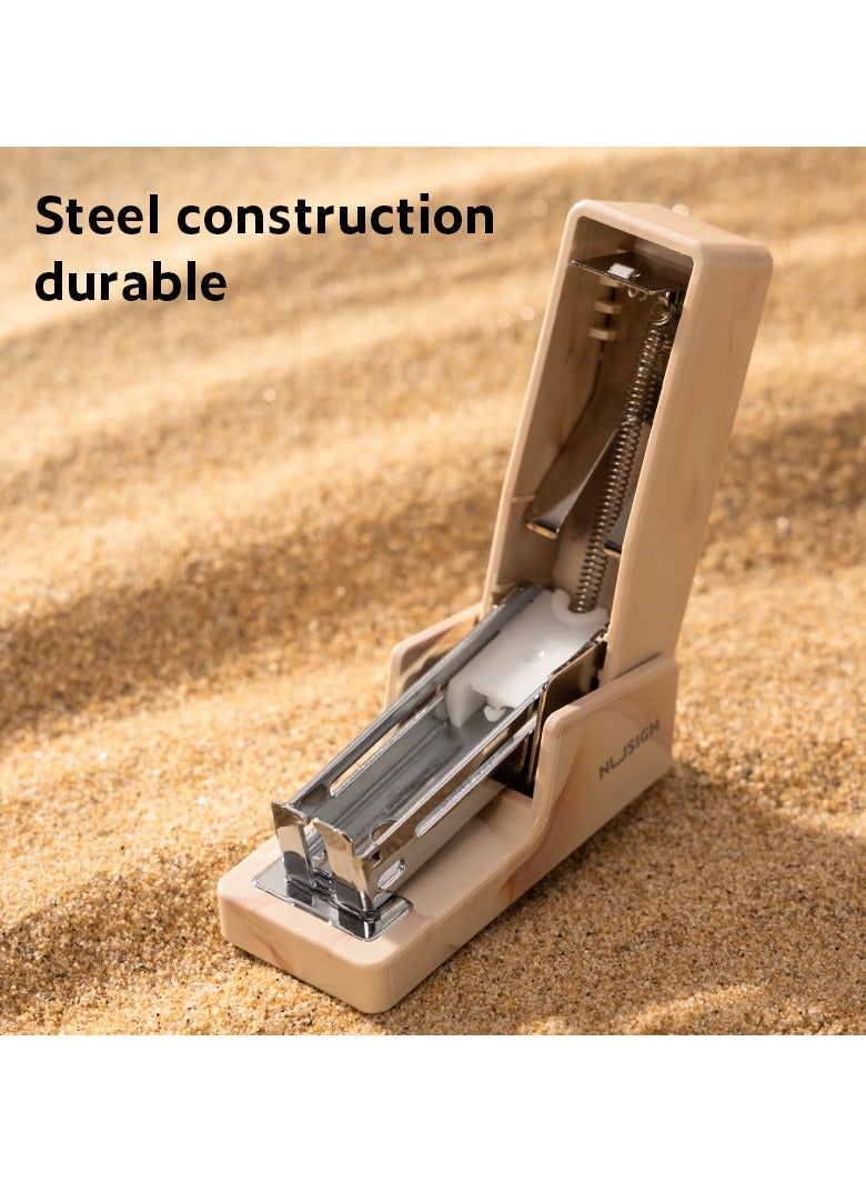 Deli Deli Nusign NS083C Mini Office Stapler, 12-Sheet Capacity, Steel Mechanism with ABS Shell & Anti-Slip Base, 40-Staple Load, Brown  - Image 3