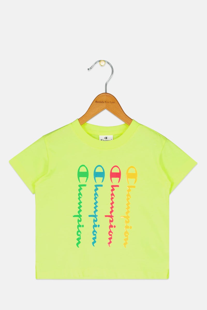 Champion Toddlers Girl Brand Logo Short Sleeve Outdoor T-Shirt, Lime Green - Image 1