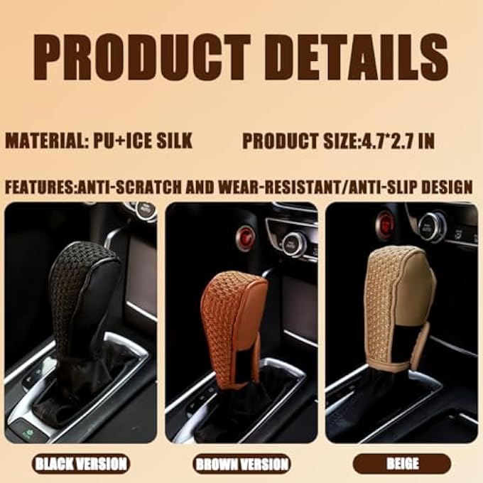 ريحني غطاء مقبض ناقل الحركة للسيارة، غطاء مقاومة للانزلاق، مقبض ناقل حركة للسيارات، غطاء واقي عصا، إكسسوارات ديكور داخل السيارة لشاحنات SUV، مركبة ترفيهية - Image 3