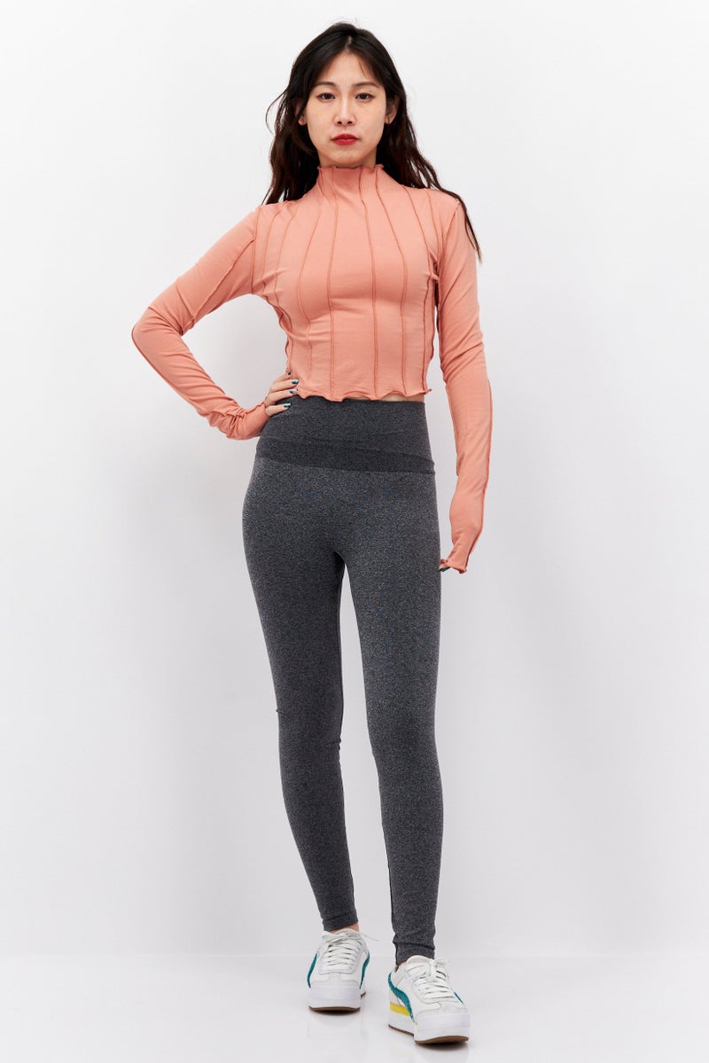 Reebok بلوزة رياضية نسائية بأكمام طويلة مناسبة في الهواء الطلق، وردي غامق - Image 3