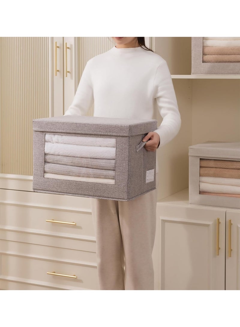 Cube Storage Baskets with Lids – Foldable Fabric Organizer Boxes with Cord Handles – Perfect for Closet, Bedroom, Nursery, Living Room, and Toy Storage-30×22×19 cm - Image 5