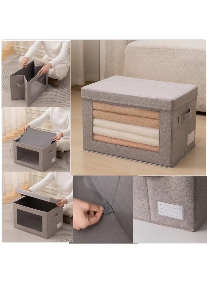 Cube Storage Baskets with Lids – Foldable Fabric Organizer Boxes with Cord Handles – Perfect for Closet, Bedroom, Nursery, Living Room, and Toy Storage-30×22×19 cm - Image 2