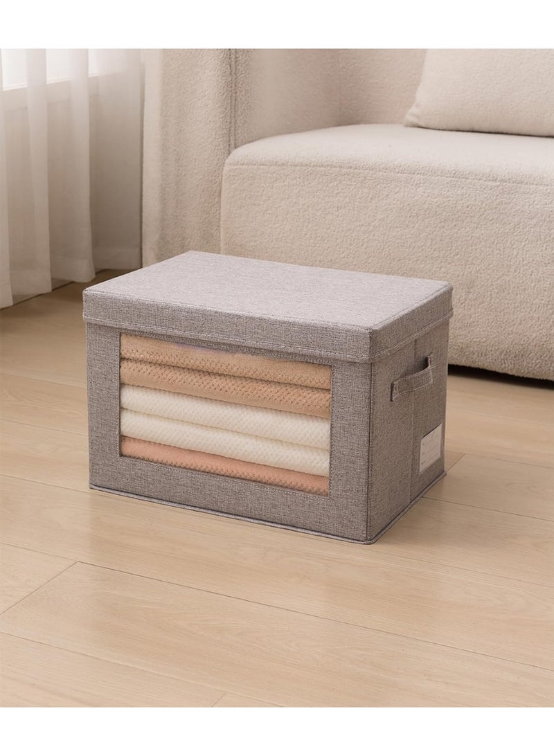 Cube Storage Baskets with Lids – Foldable Fabric Organizer Boxes with Cord Handles – Perfect for Closet, Bedroom, Nursery, Living Room, and Toy Storage-30×22×19 cm - Image 4