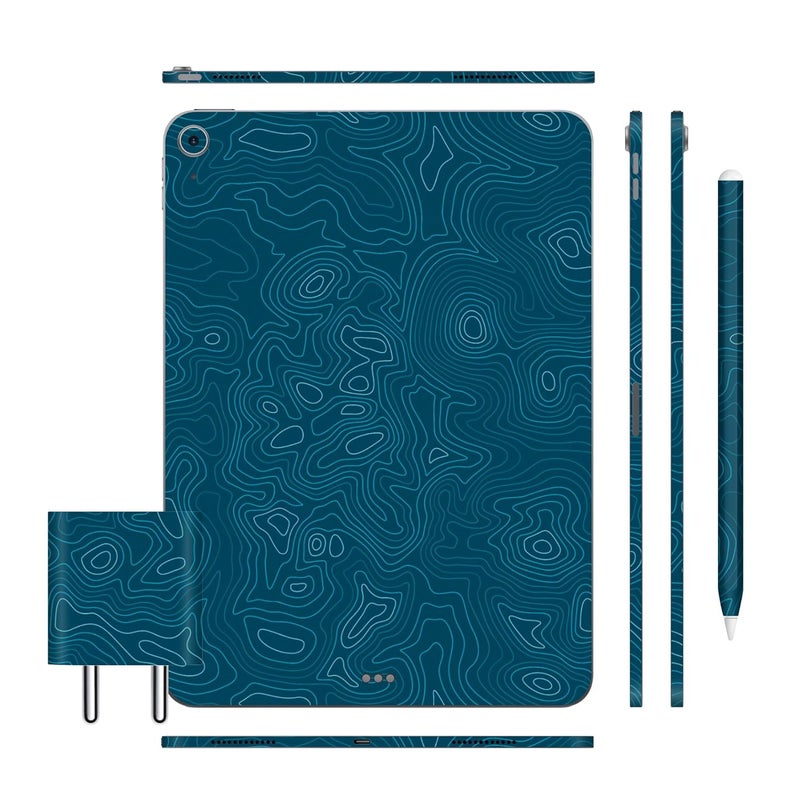 Tablet Skins Compatible with iPad Air 11 M2 2024, Anti-Scratch Vinyl Decal Skin, Protective Film, Not Case/Cover (Aqua, Full Body Skin + iPad Pencil 2 Skin + Charger Skin)