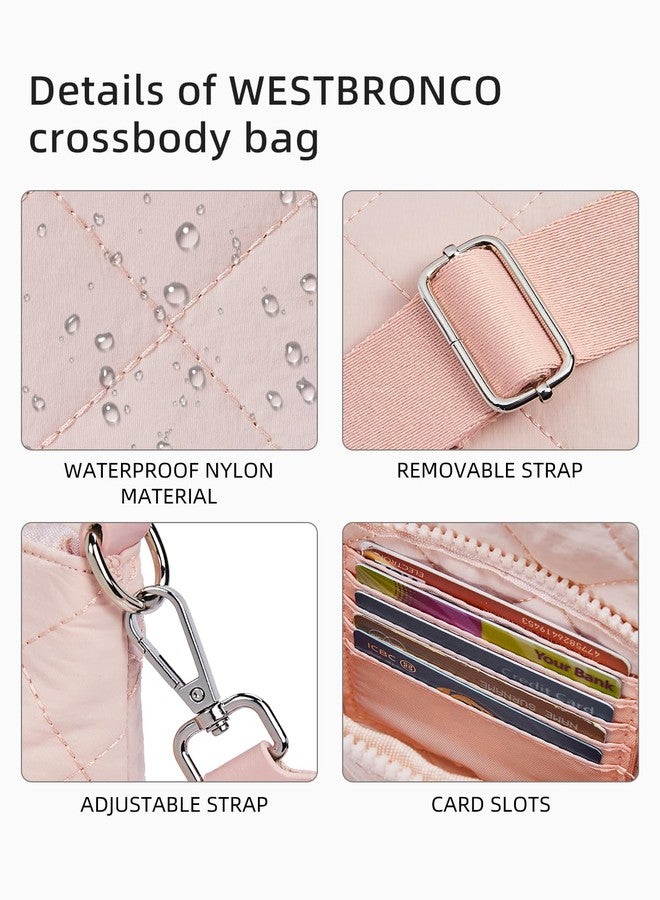 WESTBRONCO Quilted Crossbody Bags for Women Multi Zipper Pockets Nylon Purses with Wallet Set - Image 3
