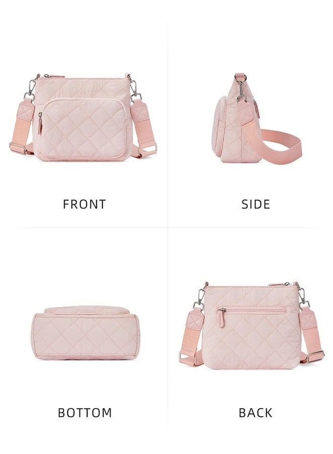 WESTBRONCO Quilted Crossbody Bags for Women Multi Zipper Pockets Nylon Purses with Wallet Set - Image 5